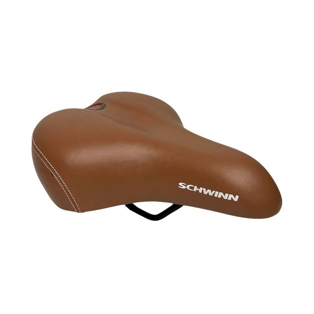 NEW SCHWINN Comfort Cruiser Style Unisex Women’s Saddle Seat Brown White Stitch